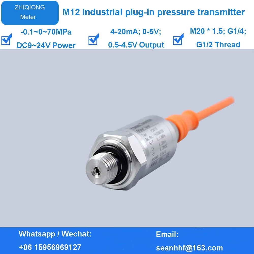 

Water pressure sensor M20*1.5 8-30V 4-20mA M12 0-600bar pressure transmitters for hydraulic mobile application