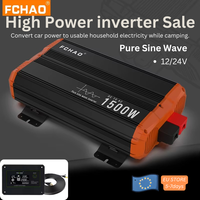 FCHAO 3000W Power Inverter 12V to 220V, Pure Sine Wave, 1500W Continuous Power, Converter for Car and Camping