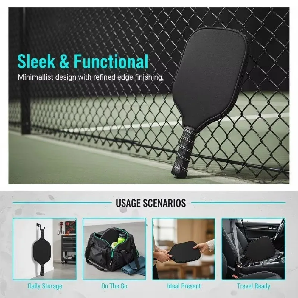 Neoprene Material Pickleball Paddle Cover Soft Texture Lightweight Design Pickleball Racket Bag Colorful Appearance With Zipper