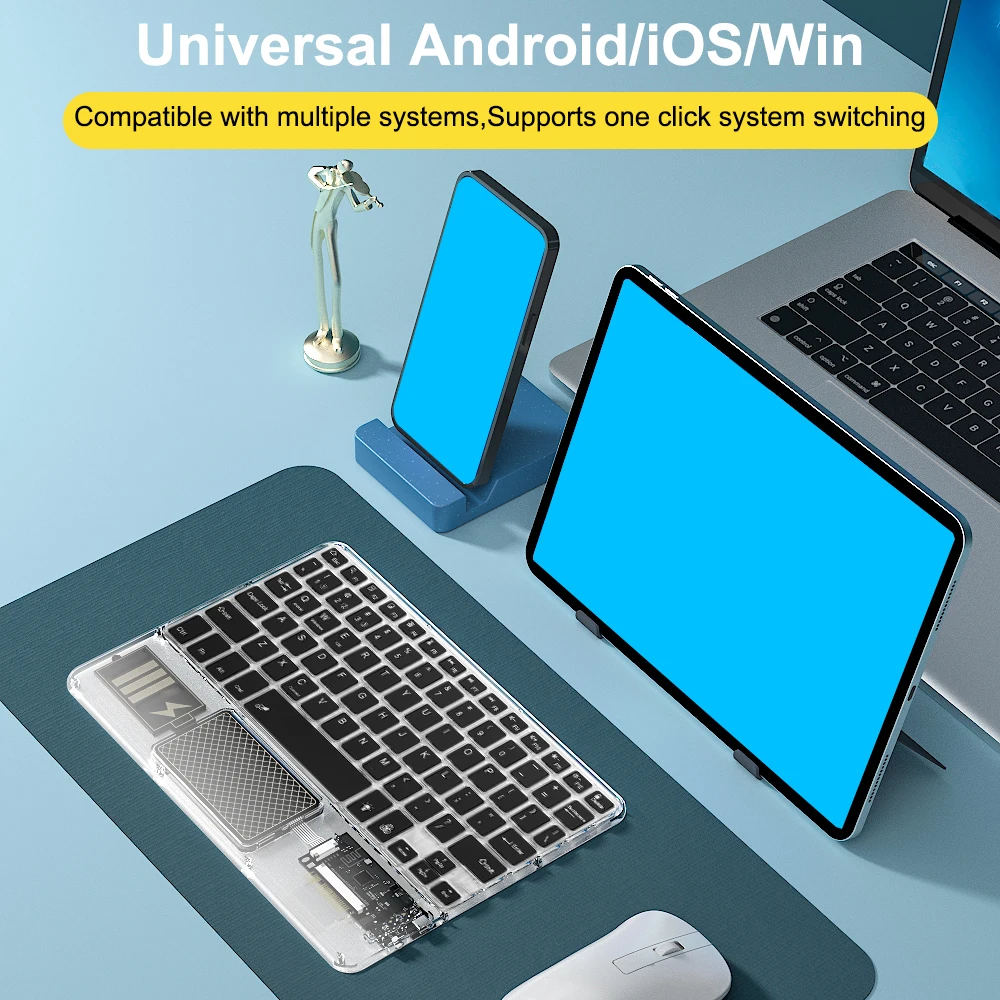 Wireless Keyboard with Touchpad, Ultra-Slim Portable Bluetooth Rechargeable Keyboard,Wireless Keyboard for iOS Android Windows