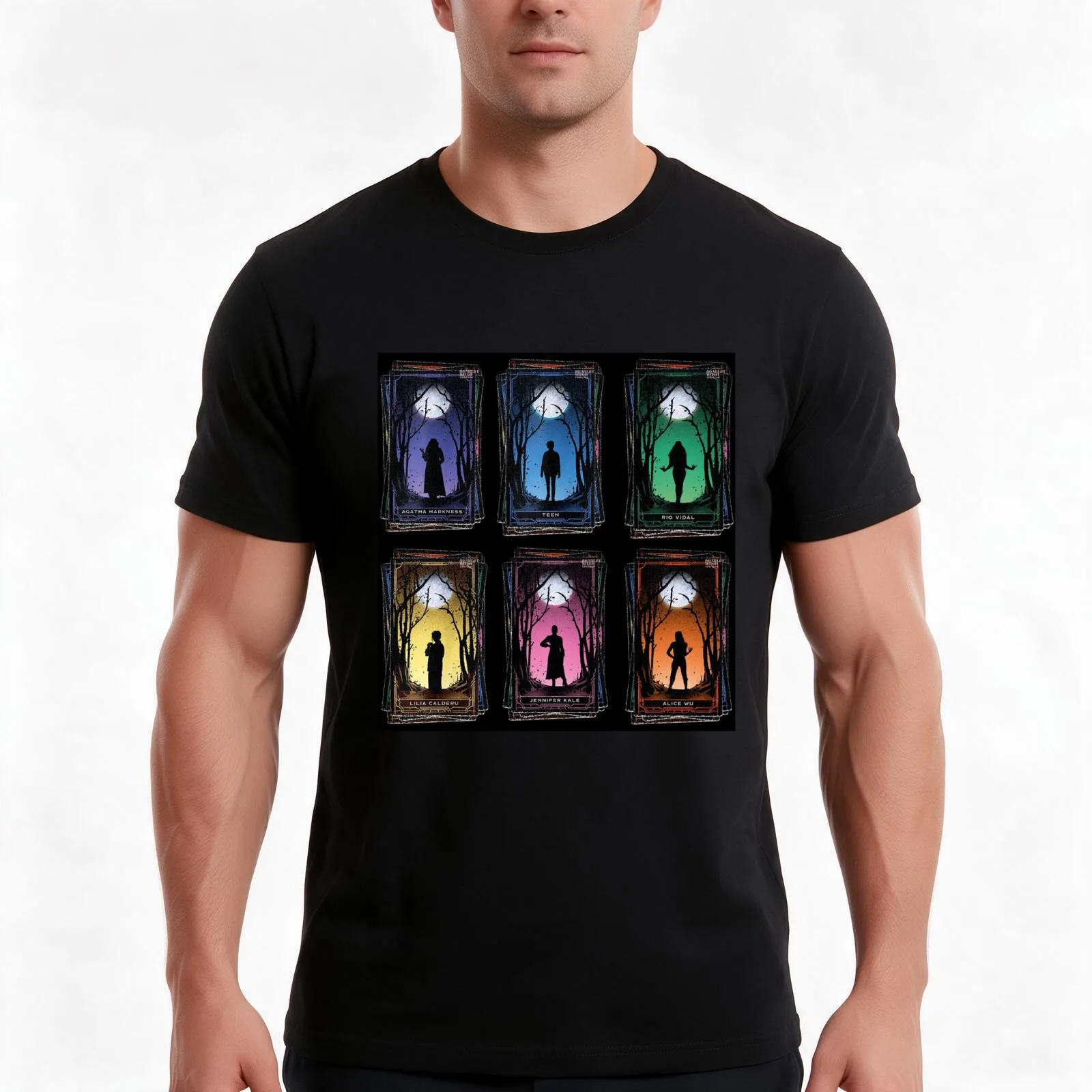 Agatha All Along - Witches cards T-Shirt, Summer Casual Cotton Tee, Oversized Streetwear Tops, Vintage Graphic Print