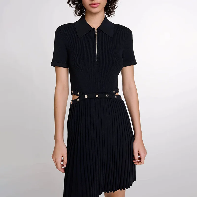 

Australian Trendy Fashion Pleated Short Skirt 2025 New Elegant Collar Short Waist Slimming Dress Women Summer