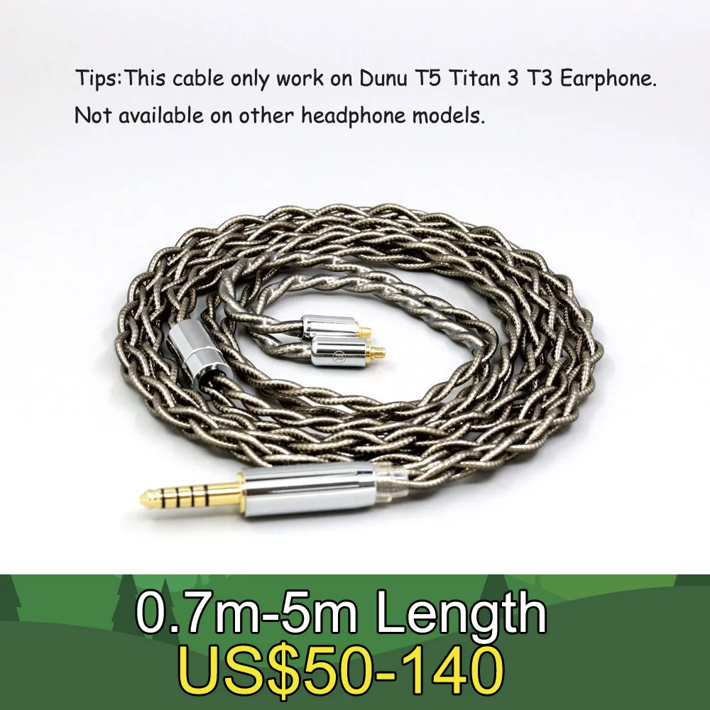 

99% Pure Silver Palladium + Graphene Gold Earphone Cable For Dunu T5 Titan 3 T3 (Increase Length MMCX) LN008696