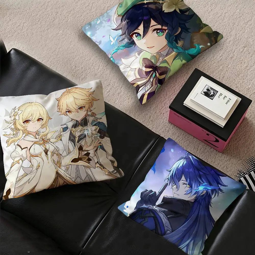 Genshin Impact game Cushion Cover Pillow Cover Decor Pillowcase Printed Cushion Case for Couch
