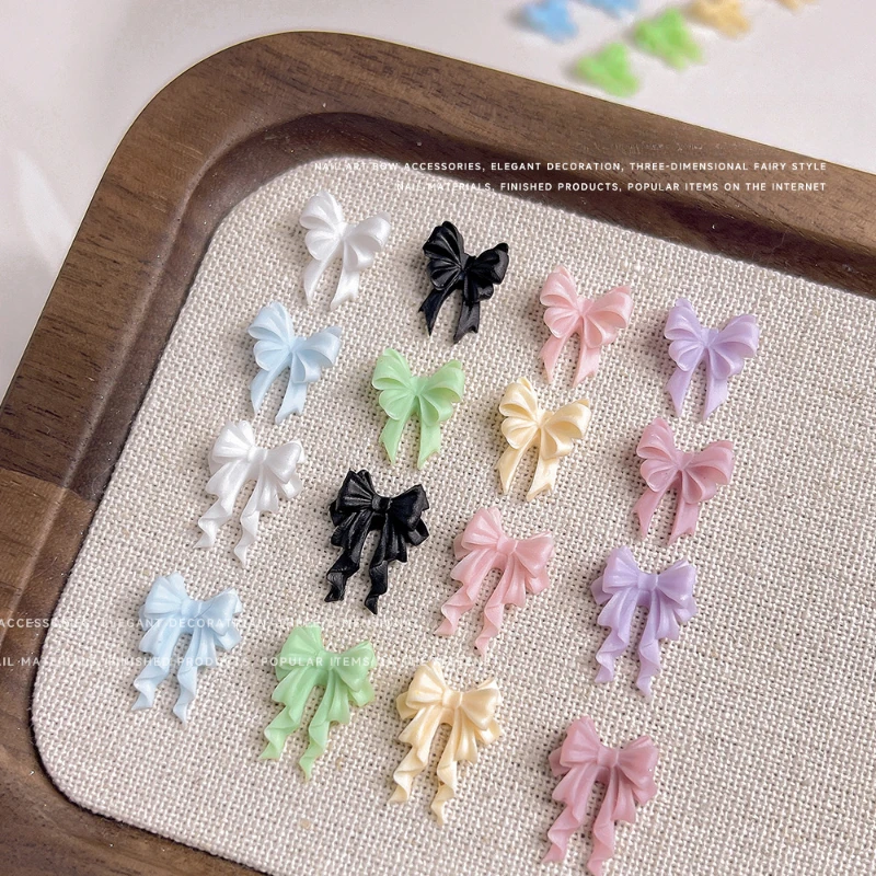 50/30/20 PC 3D มินิน่ารักโบว์เล็บ Charms ขนาดผสมริบบิ้นเรซิ่นสําหรับ Kawaii เล็บตกแต่งเล็บ DIY หัตถกรรมอุปกรณ์เสริม