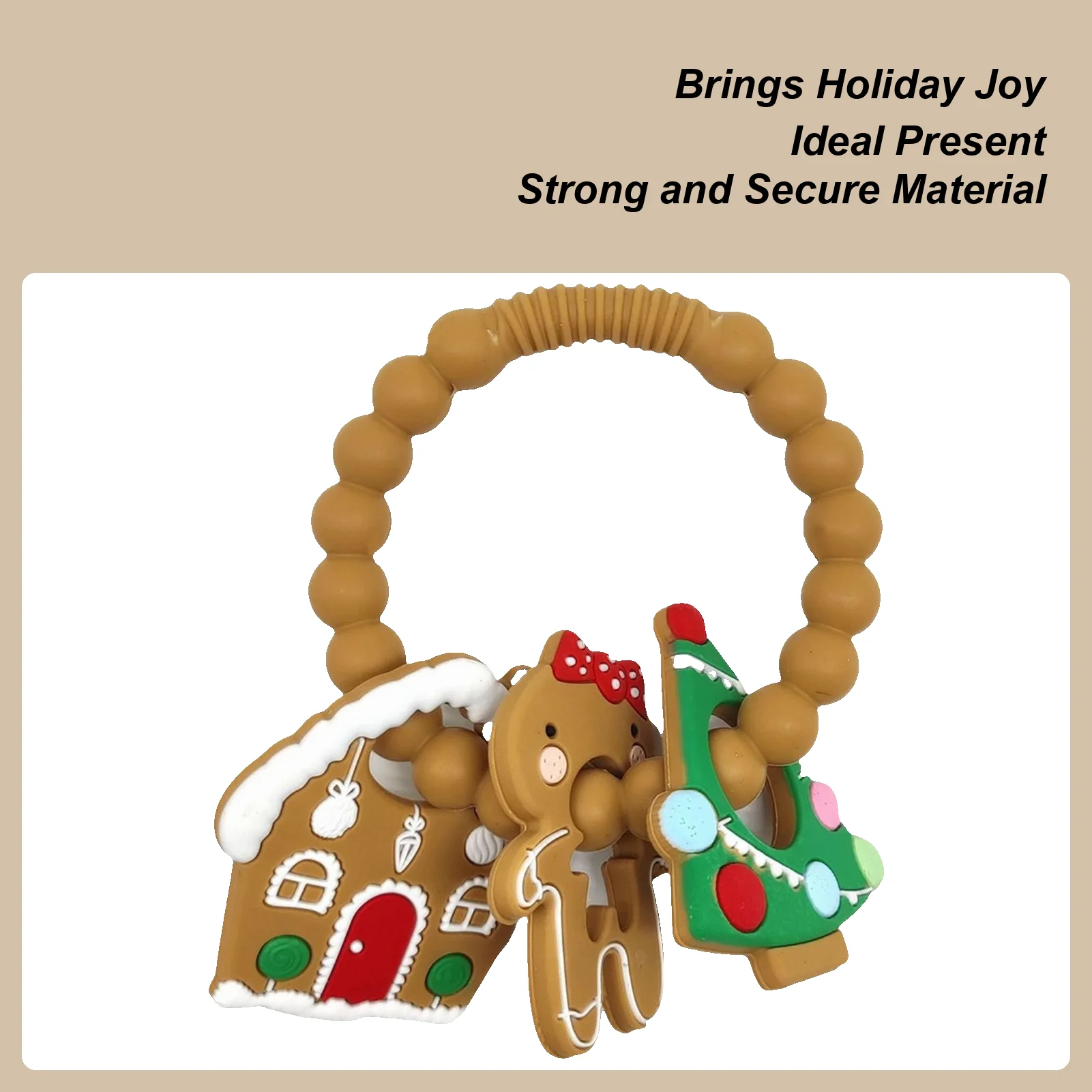 

Baby Teething Toys Halloween Christmas Teether Ring Silicone Chew Toys for Teething Relief Toddler Boys Girls Kids BabyTravel