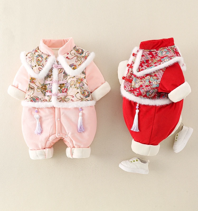 

Новогодний комплект для малышей: хлопковая куртка-ветровка для зимы, на 6-2 месяца, праздничный наряд на 100 дней и годовщину