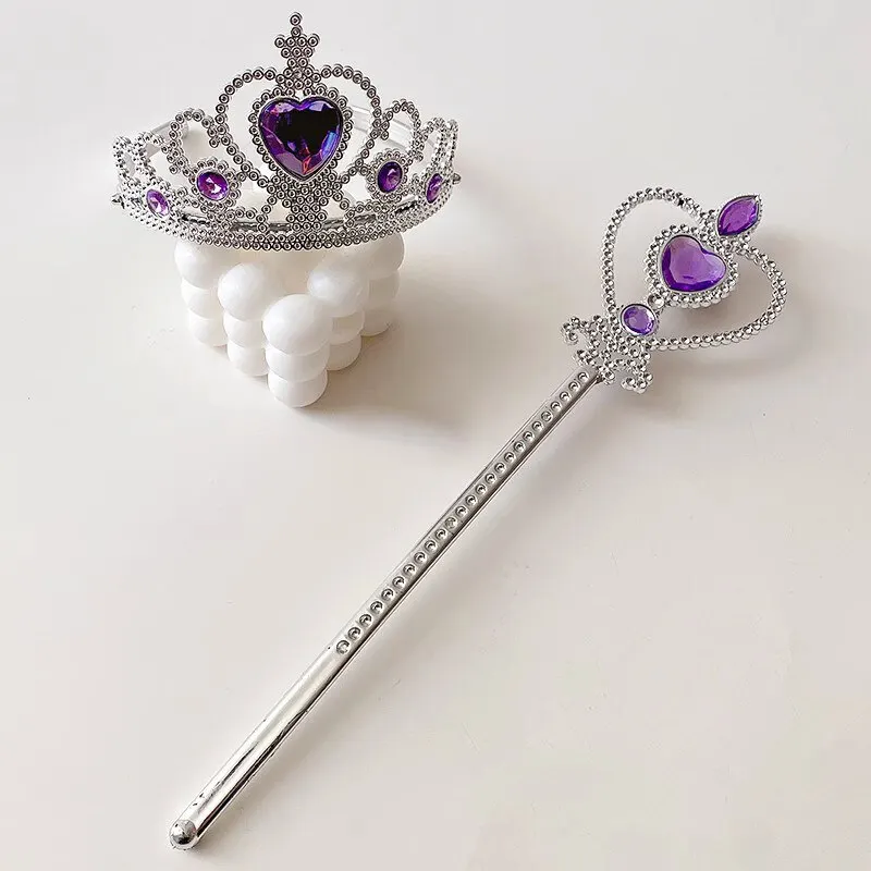 6pcs Rhinestone Tiara Crown and Magic Wand With Glitter Crystal Head Hoop Jewelry Hair Accessories For Girls Teens Birthday Gift