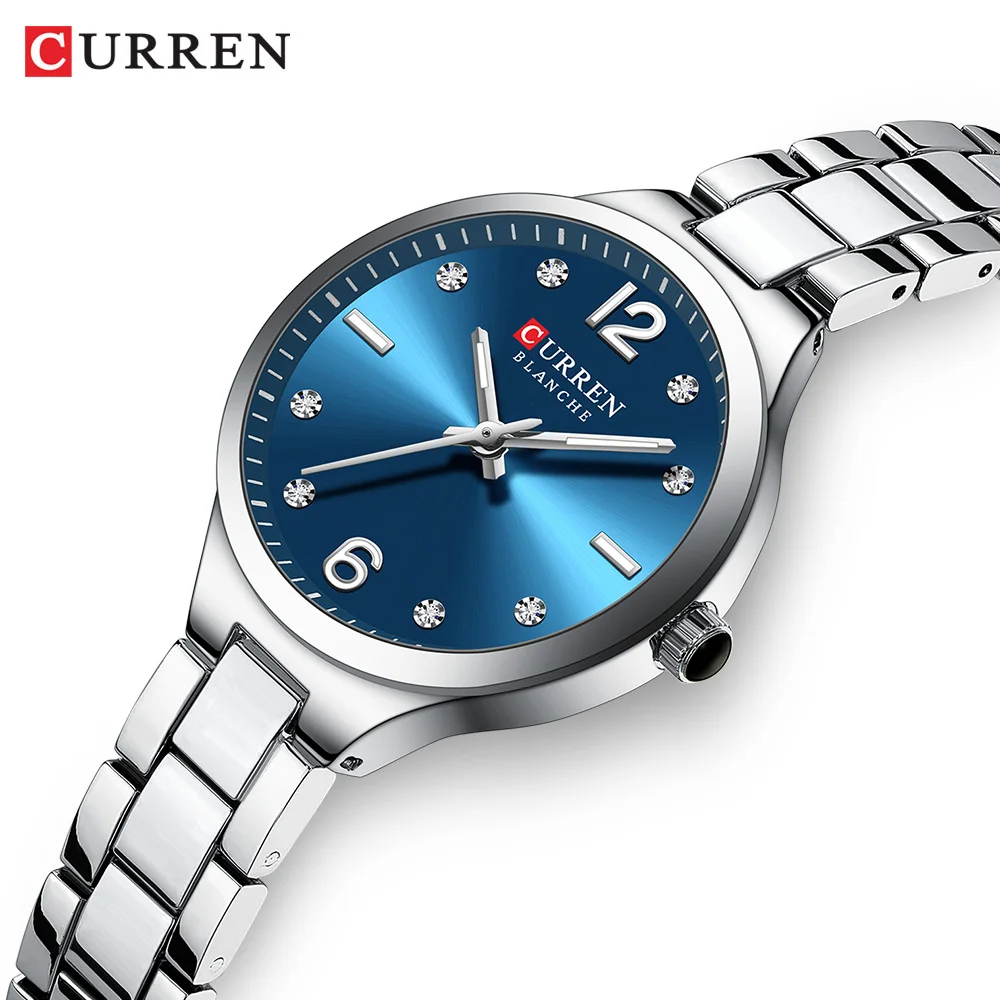 CURREN Simple Elegance Damenuhren NEUE dünne Quarz-Edelstahlband-Armbanduhr Wasserdichte Uhr Geschenk für Damen