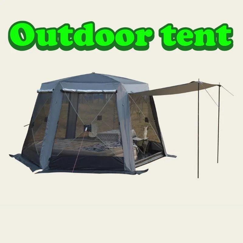 

Автоматическая быстрораскладная шестиугольная палатка для кемпинга на открытом воздухе, ветрозащитная, с вентиляцией, портативное складное снаряжение для кемпинга