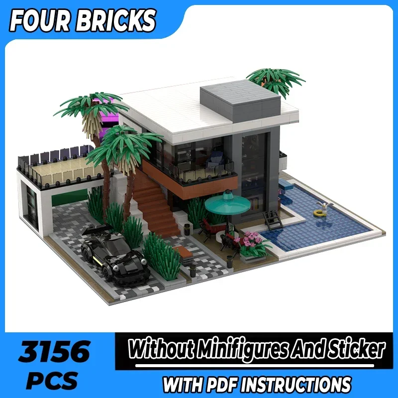 

Street View Model Moc Building Bricks Modern Urban Housing Technology Modular Blocks Gifts Christmas Toys DIY Sets Assembly