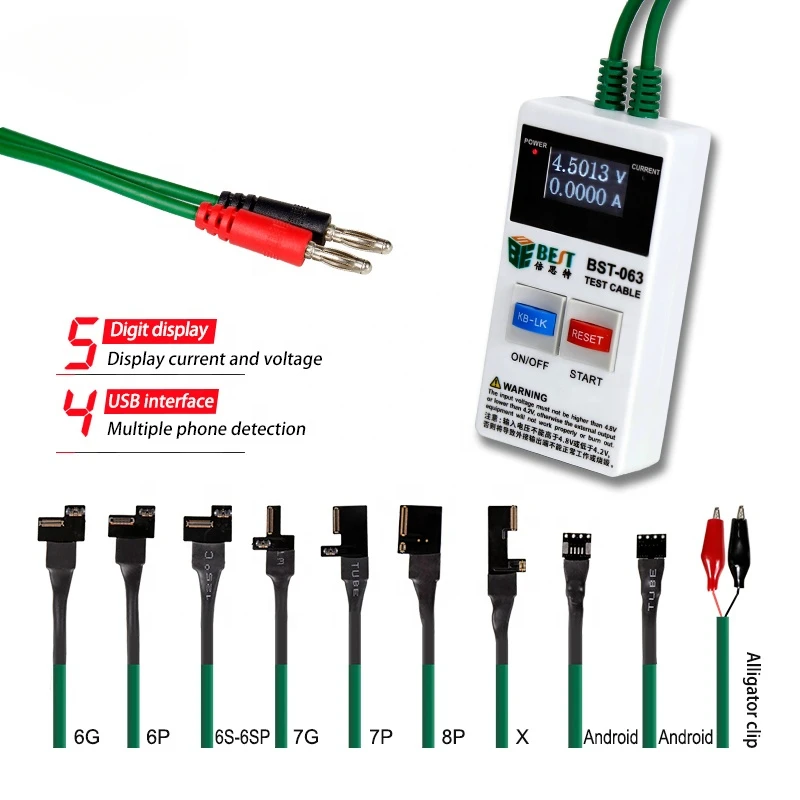 

BST-063 Mobile Phone Repair Hand Tool Power Data Cable for iPhone Samsung DC Power Supply Phone Current Boot Test Cable
