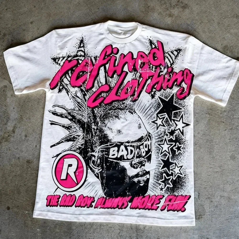 Crânio gráfico harajuku camiseta casual verão manga curta das mulheres dos homens y2k hip hop tshirt de algodão de grandes dimensões camisetas streetwear