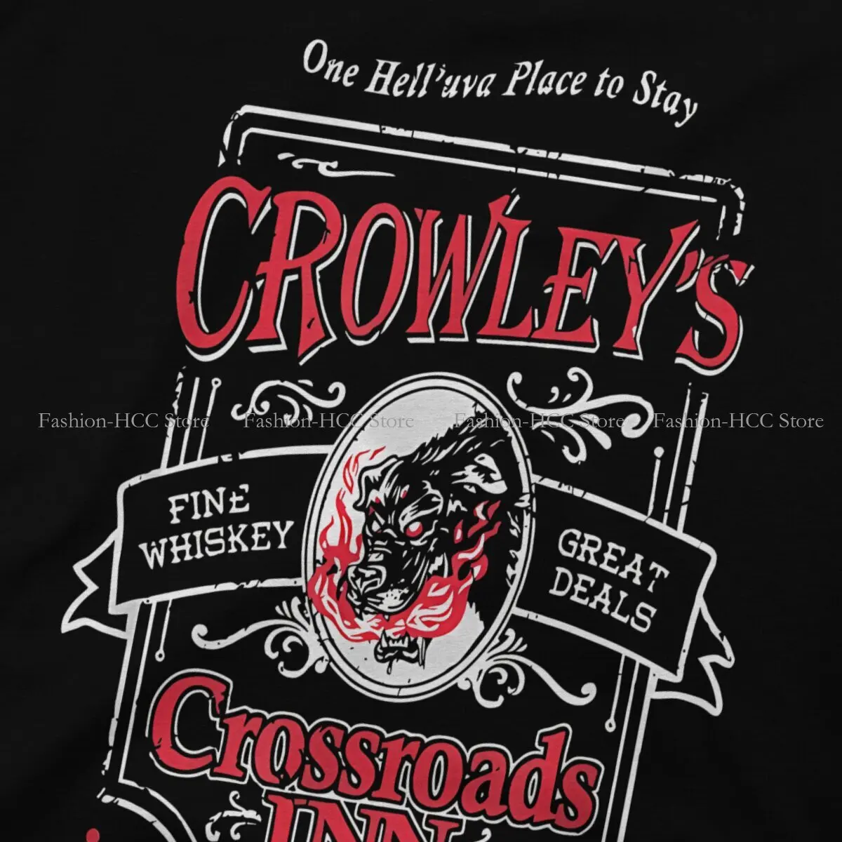 Crowley\'s Crossroads Inn Casual TShirt Dean Winchester Supernatural Printing Streetwear Leisure T Shirt Men