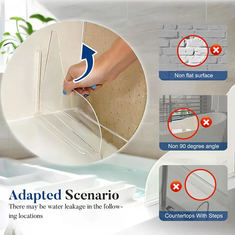 2-piece bathtub splash proof cover self-adhesive shower corner guard, shower waterproof splash proof cover