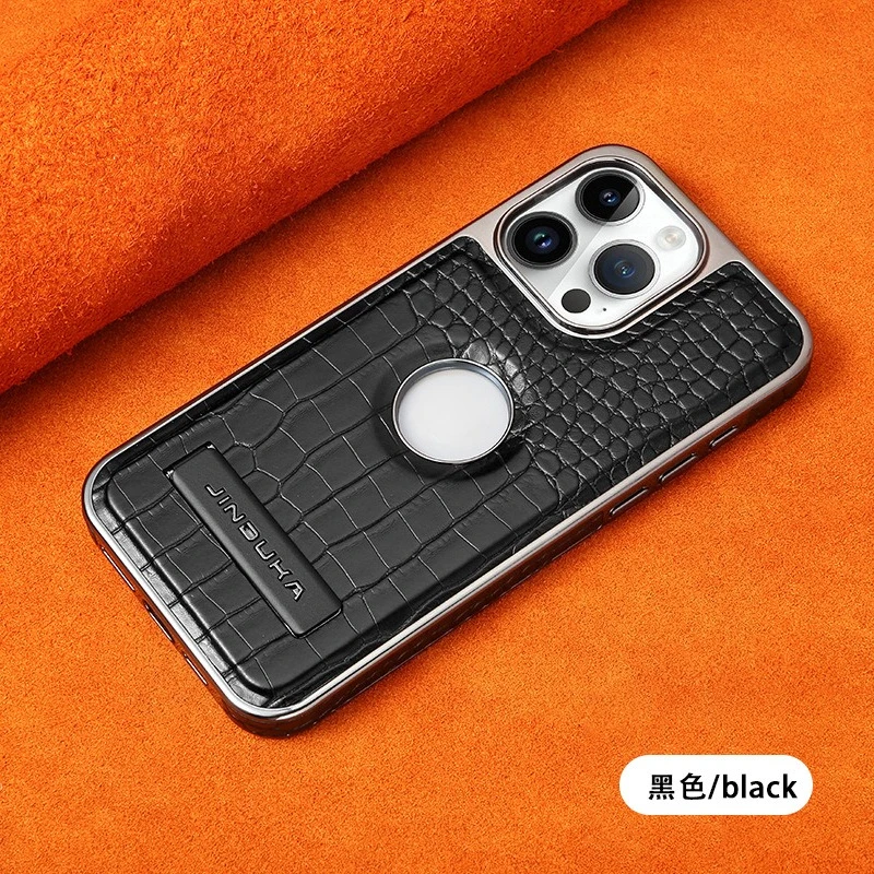 

For IPhone 16 Pro Max 15 Plus 14 + 13 12 11pro Crocodile Pattern Leather Phone Case Magnetic Wireless Charging Bracket Cover