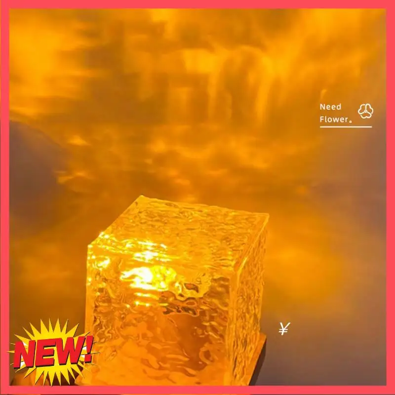 

B17C 3D Dynamic Water Ripple Projector Lamp 16-Color Crystal Night Light With Remote Control For Bedroom, Living Room Study Dura