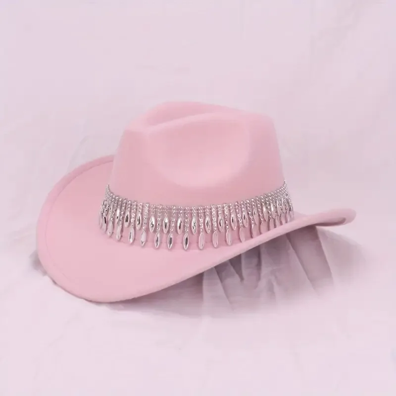 HongLuan Western Cowboy Hat Strass Homme - Vintage Cowboy Accessoires & Country Cowgirl Chapeaux pour Dames Adultes Femme