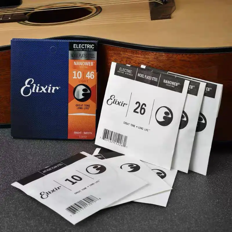 Elixir 12 Packs Acoustic Guitar String Nanoweb Phosphor 16002 16027 16052 16077 16102 For Electric Play Popular Music Rock