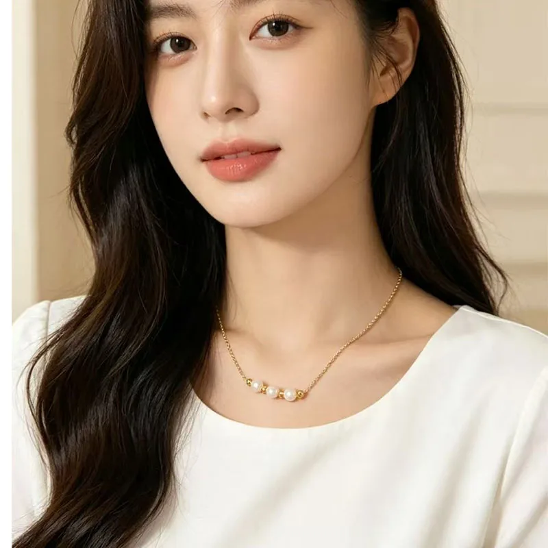 

Модное ожерелье из чистого серебра 925 пробы с жемчугом, минималистичное, с 3 жемчужинами, элегантное колье-чокер, подарок