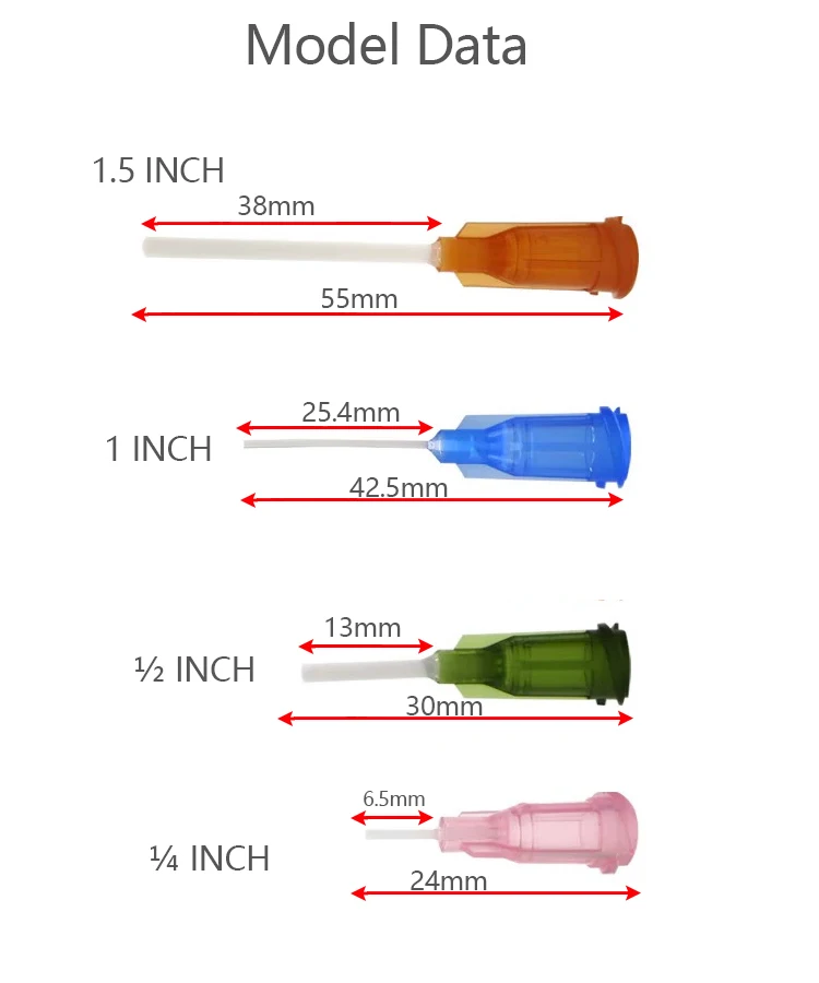 1/2 cala śruba ustna plastikowa igła PP 14g-25g elastyczne przemysłowe końcówki igieł dozujących