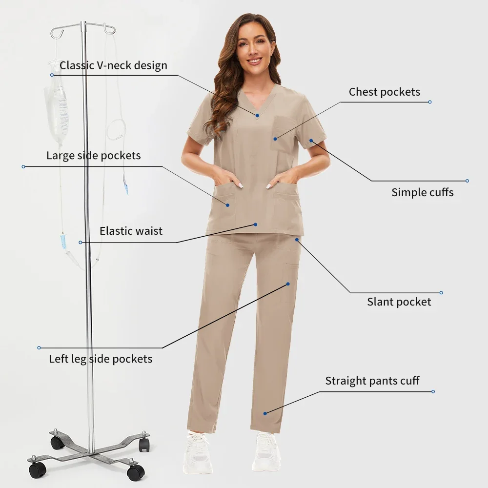 Anti Rughe Lavabile Morbido Uniforme Ospedale Vendita Calda Pet Veterinario Infermiera Scrub Set Donne Scrub Medico Set Donne Accessori Medici