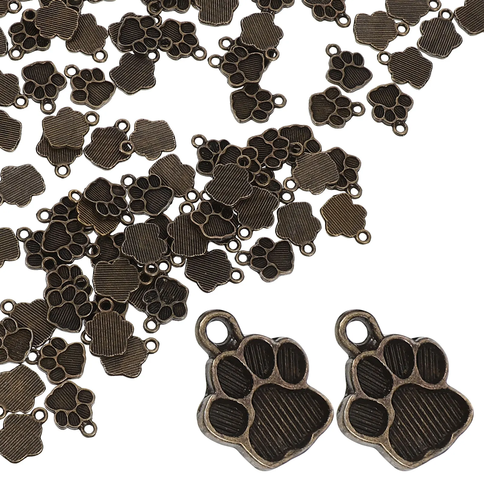 

100pcs Dog Paw Shaped Charms Zinc Alloy Pendants for Diy Jewelry Making Necklace Bracelet Earrings Accessories