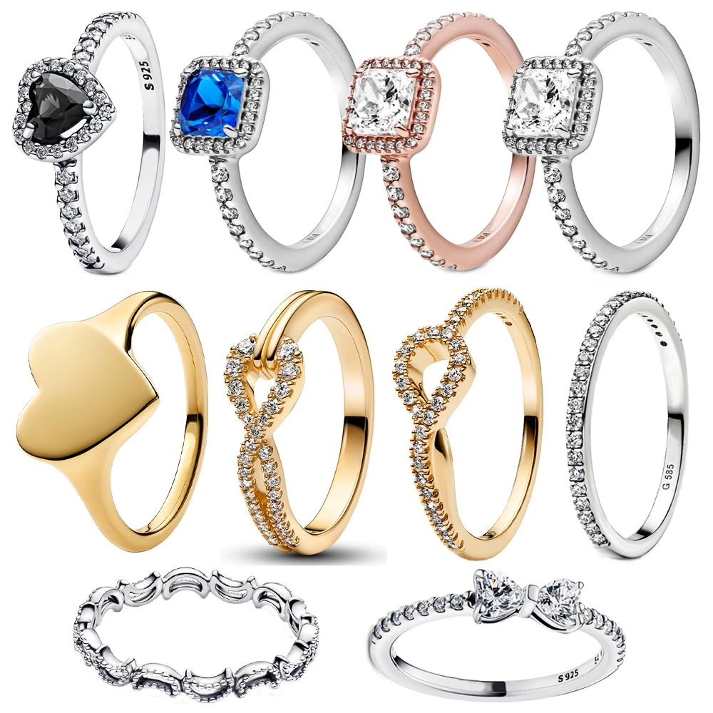 

Модное кольцо из серебра 925 пробы с цирконием в форме сердца с переплетенным узором для женщин — ослепительное украшение