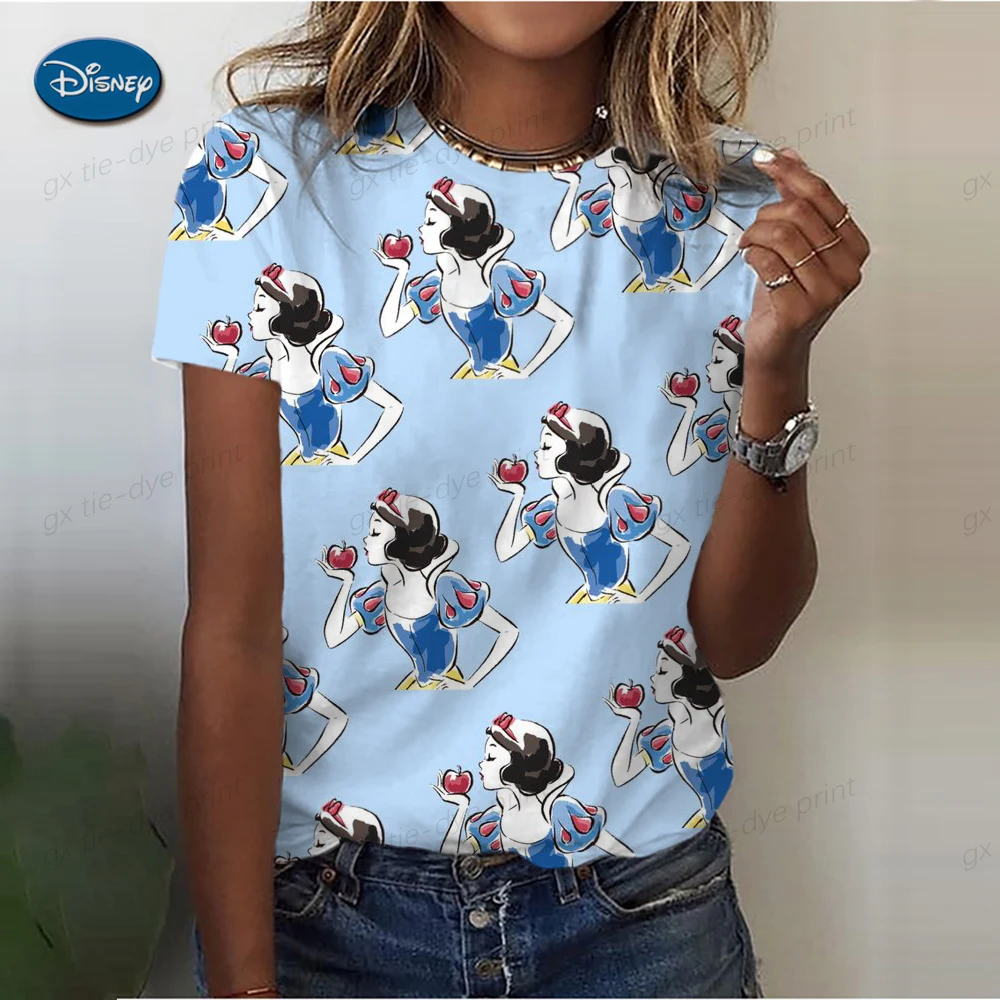 

2025 New 3D Cartoon Disney Princess AnimeSummer Cute Casual Fashion T-shirt Casual Round Neck Short Sleeve Print for Men Wom