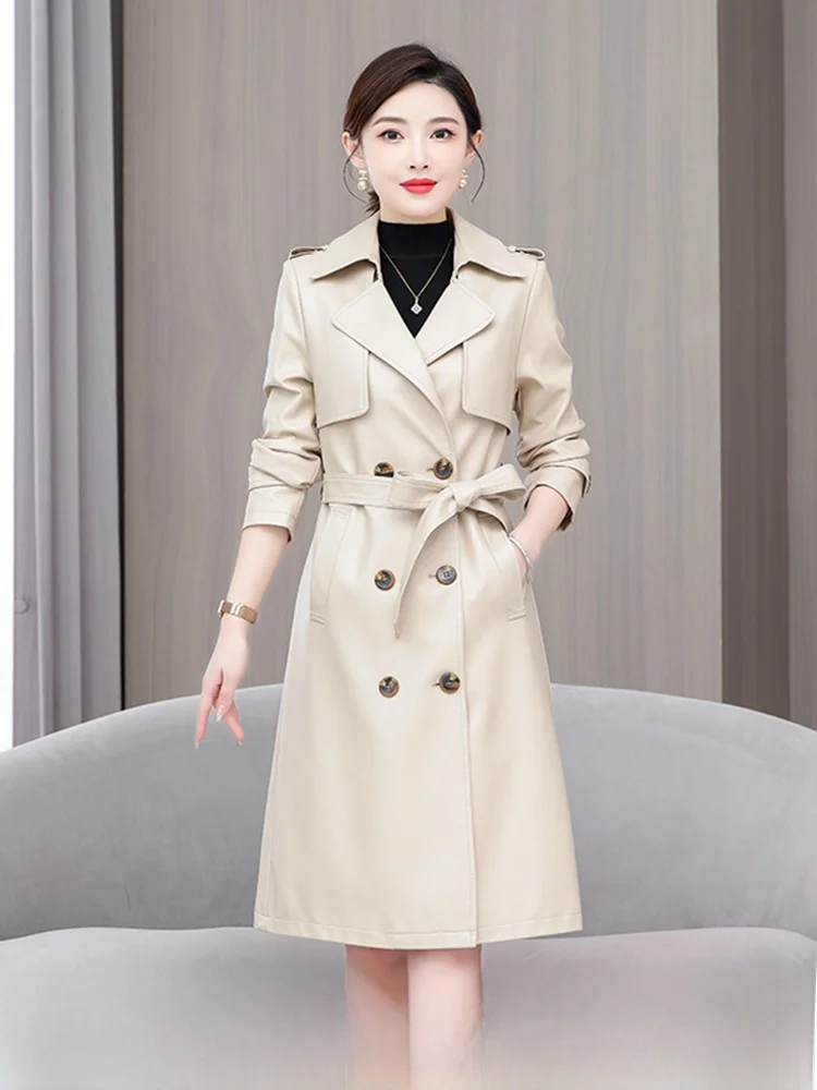 Spring Autumn New Sle Haifeng Genuine Leather Jaet Women's Mid-Length Ele Korean Version Slim Fit eepskin Coat Trendy