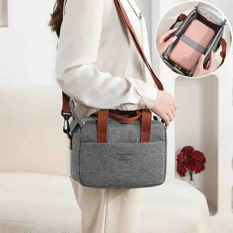 

Traveling Outside Lunch Box Large Capacity Lunch Box Office Worker Student Insulated Bag Handbag Portable Picnic Bag For Go Out