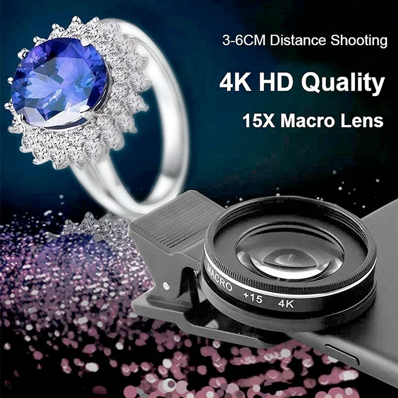 37MM 30X 4K HD Macro Lens  Professional Photography Phone Camera Lens Eyelashes Jewelry Diamond Macro Lens for Smartphone