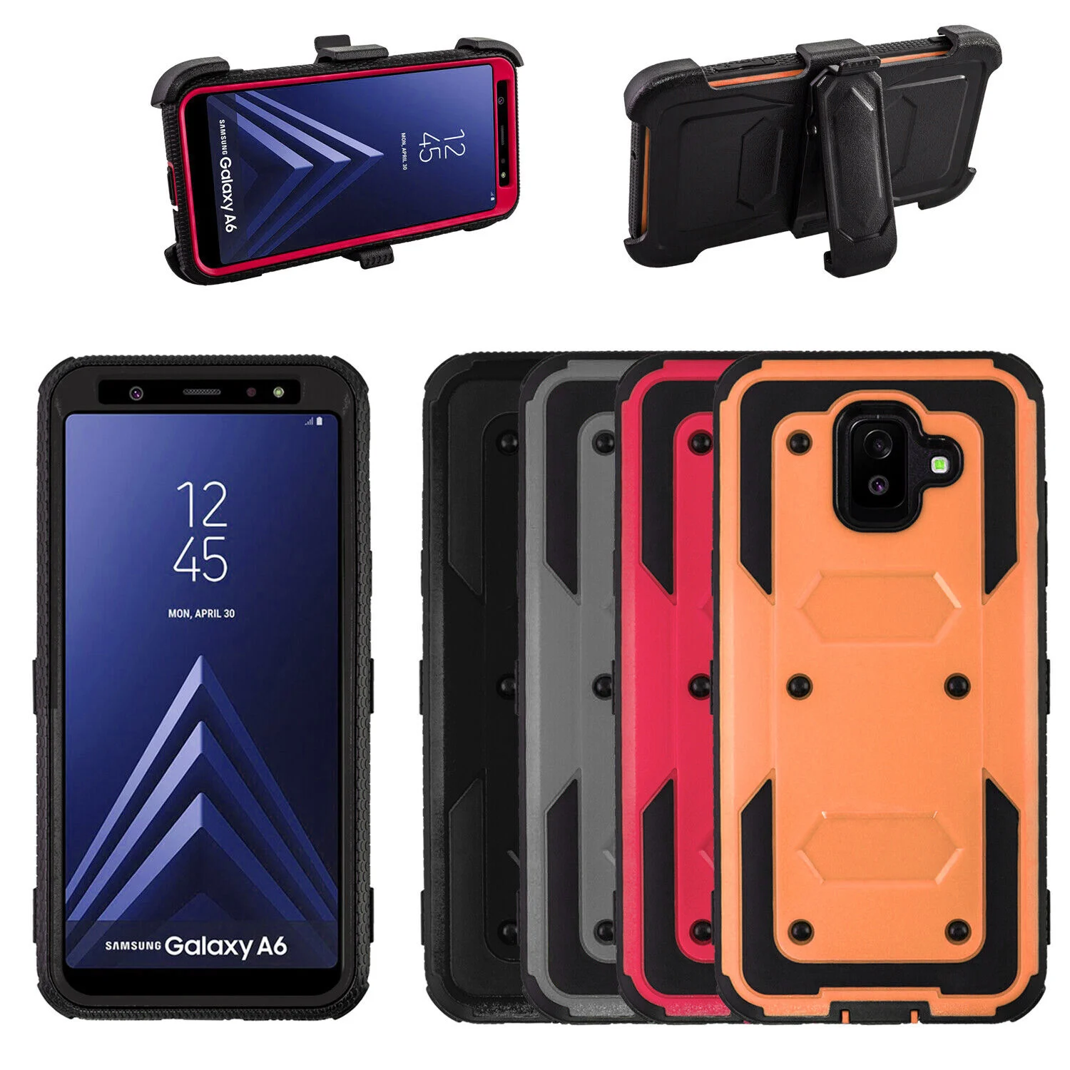 

3 in 1 Defend Heavy Duty Armor Impact Case For Samsung Galaxy A6 2018 Shockproof Belt Clip Holster Stand