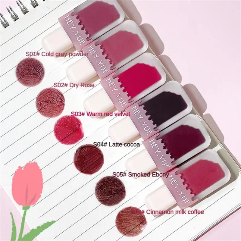 Lip Mud Cute Velvet Matte Silky Smooth Ice Cream Soft Mist Female Makeup Red Lip Tint Moisturizing Cosmetics Popsicle Lip Gloss