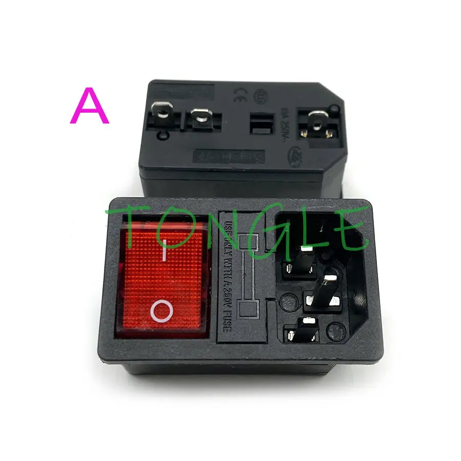 Integrated On/Off Switch Socket with Female Plug, Easy Wiring, Power Supply Cord, Arcade Game Machine, IO Switch with Fuse, 1Pc