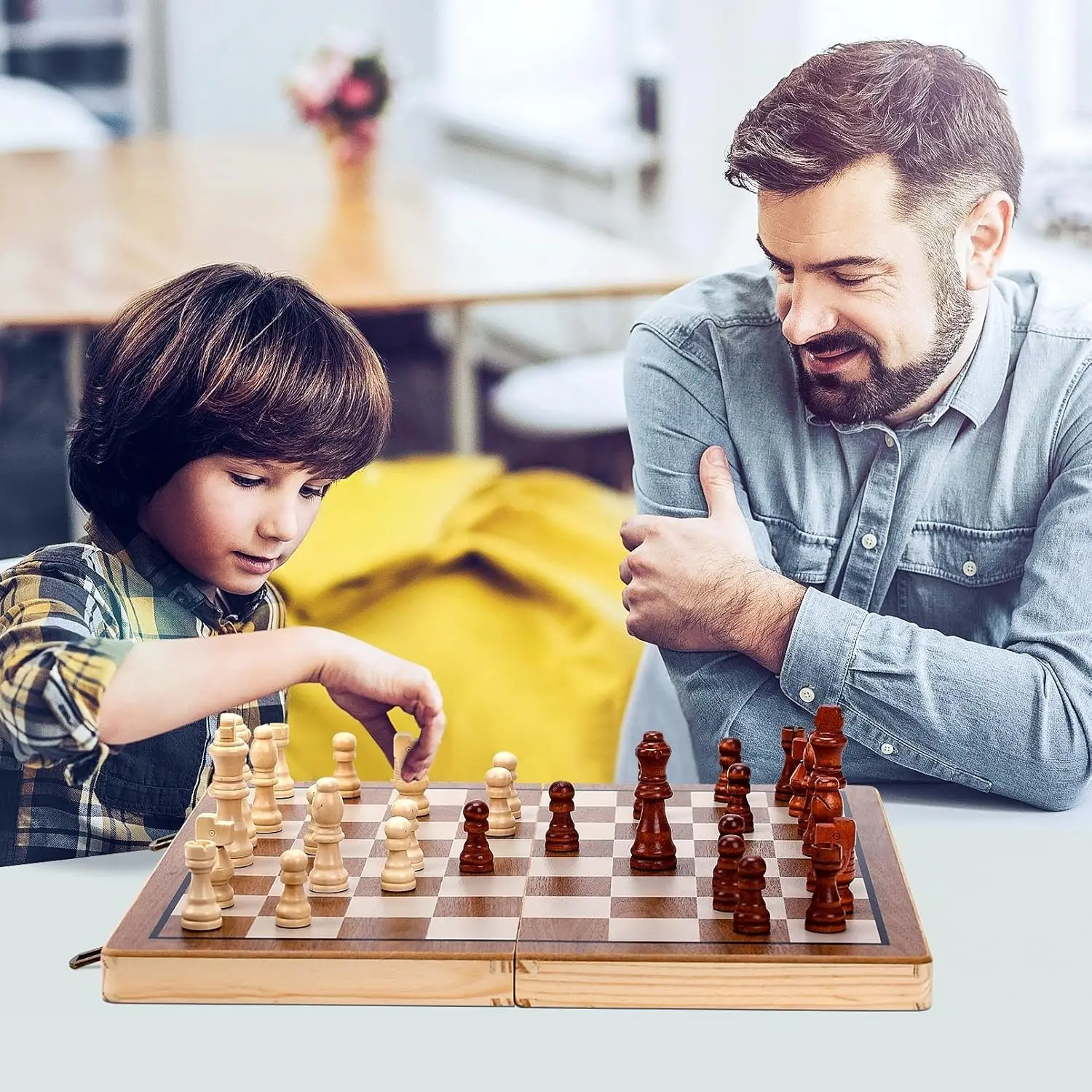 Conjunto de xadrez magnético de 15 polegadas, jogo de tabuleiro dobrável com 2 reinas extras para adultos e crianças da Kiapeak