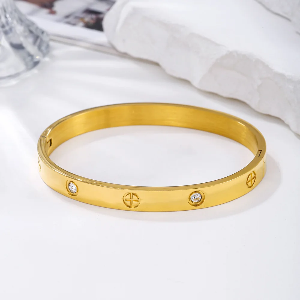 Waterproof Stainless Steel Cross Bangle for Women New Trend Couple Bracelet Luxury Jewelry Accessories Wedding Party Gift view 6