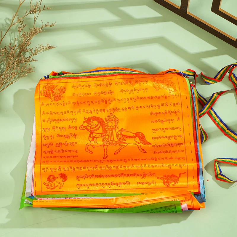 أعلام الصلاة البوذية التبتية والبوليستر ، 5 ألوان حرفية قماشية ، نمط التبت ، علم مزخرف ، m ، 28: x 25: مجموعة واحدة ، 30: #6