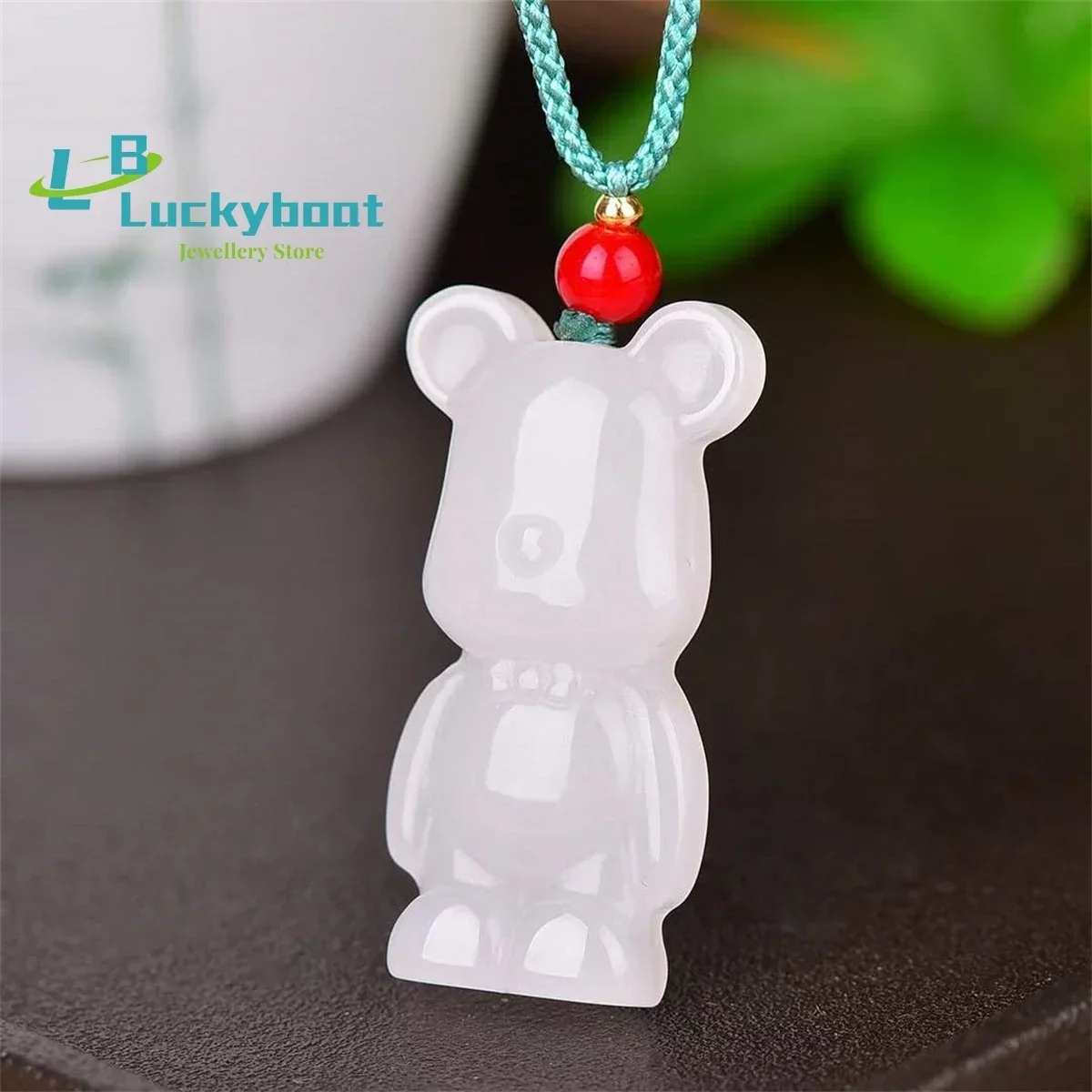 Natural Dongling Jade Violent Bear Pendant Simple and Generous Personalized Fashion Versatile for Men and Women