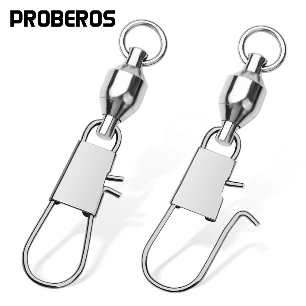 Proberos 10 Peças Giradores de Pesca de Aço Inoxidável Reforçados com Rolamento de Esferas e Snap Interlock para Rotação Suave