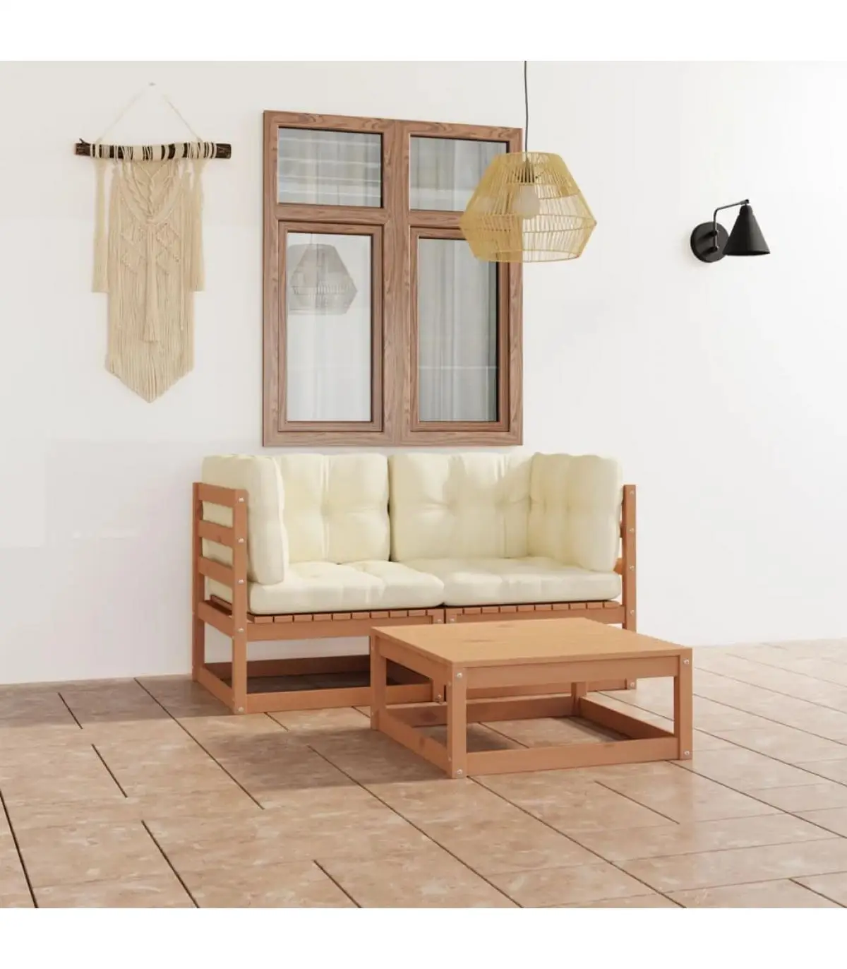 Garden sets garden furniture set 3 PCs and cushions solid pine wood