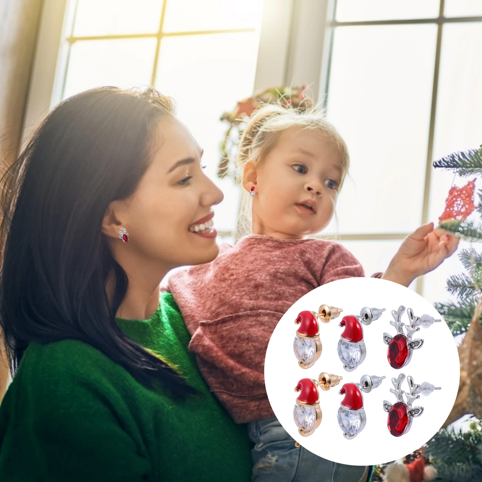 

3Pairs Christmas Hat Earrings Lightweight Stylish Party Ear Jewelry Chic Accessories Jewelry for Ear