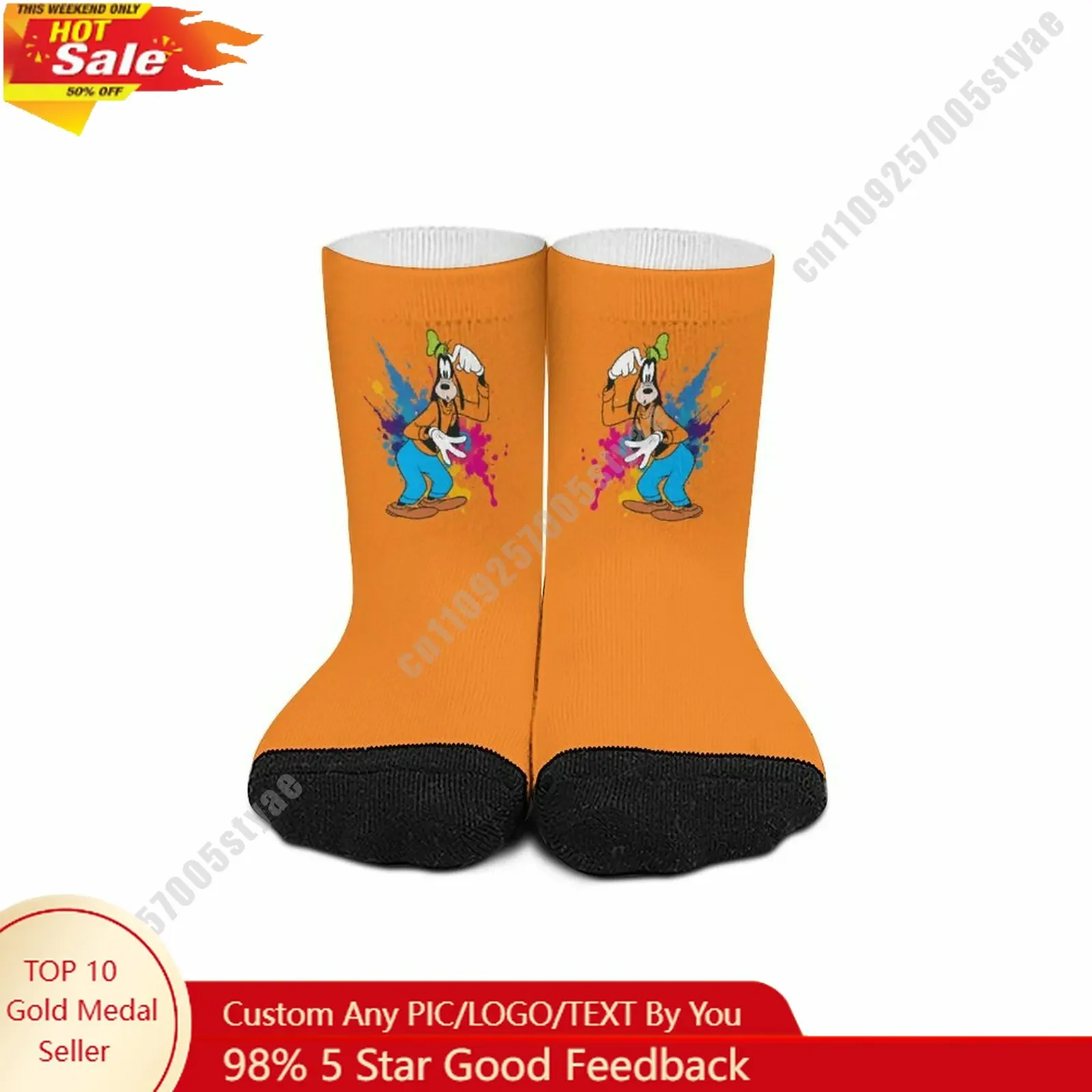 

Goofy Mid Calf Socks Disney Cartoon Custom Design Printed Logo Photos Text DIY Sweat Wicking Socks Sports Socks Birthday Gift