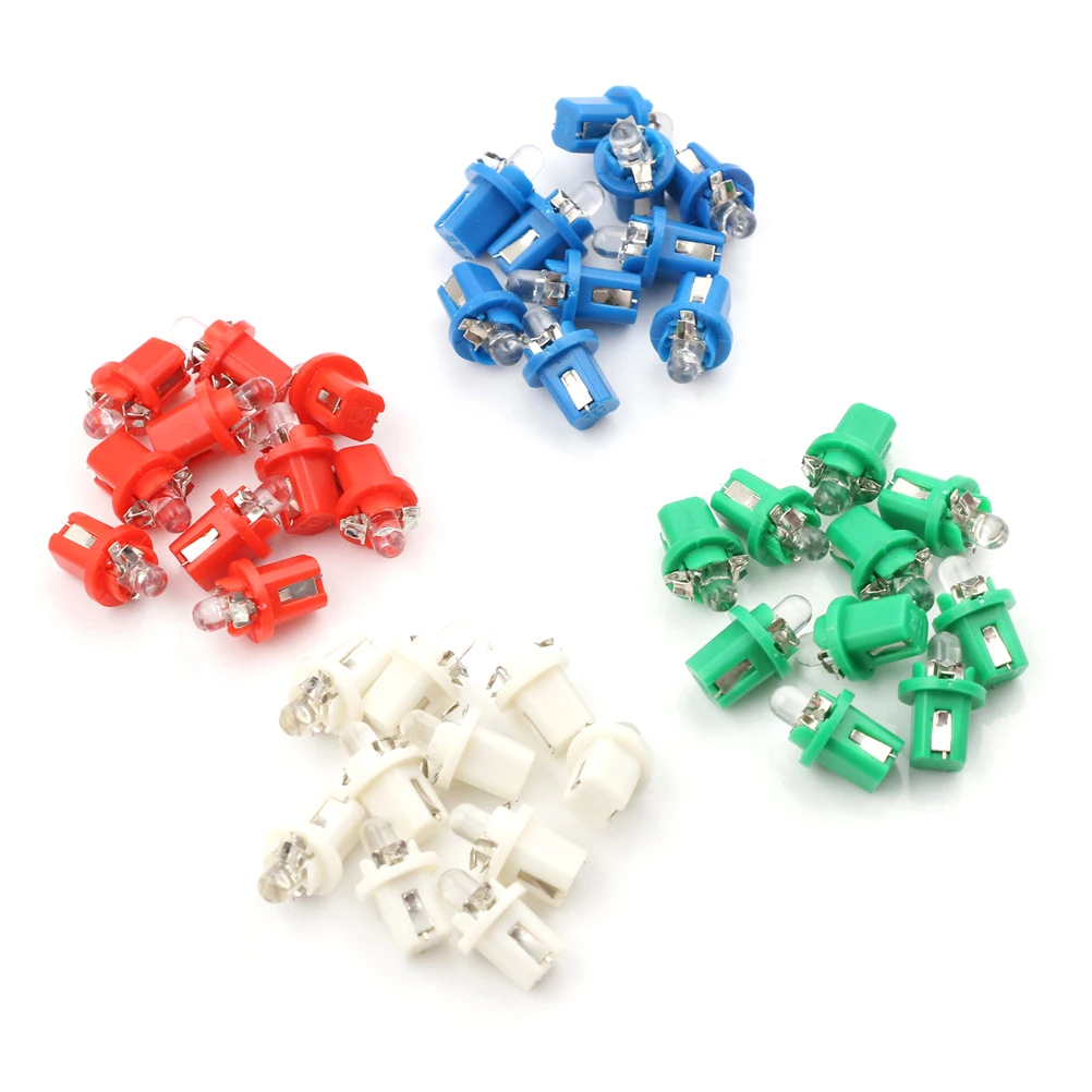 Multi Color T5 B8.5D B8.5 SMD LED Car Light Automobiles Light-emitting Diode Instrument Dashboard Light Bulbs  DC 12V 10Pcs/lot