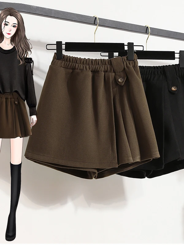 Authentic High Waist A-Line Short Pants Skirt Single Button Casual Cotton Women's Pants Skirt High Waist Style 2026 Autumn