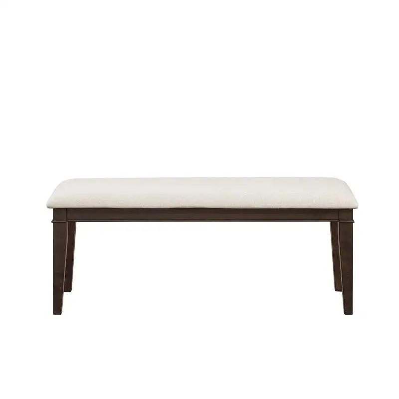

Classic Dark Brown 48" Bench with Beige Upholstered Seat - Wooden Dining Furniture, Stylish & Durable Design