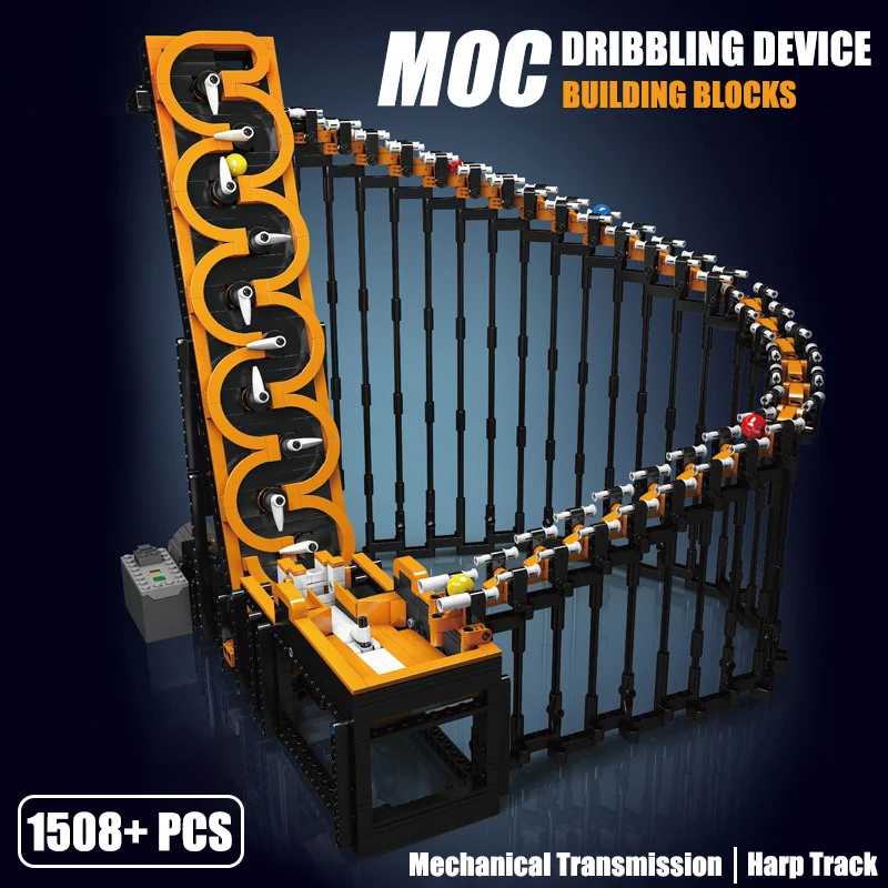 MOC Technical Dribbling Device Building Blocks GBC Harp Track Model Ball Lift Mechanical Transmission Bricks Toys Gifts for Kids