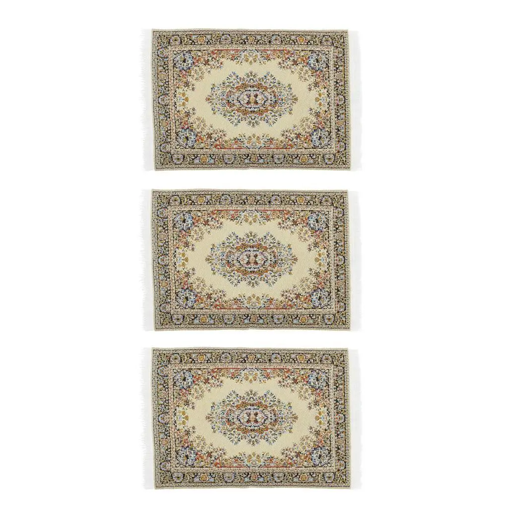 3 pcs 1:12 Style Flooring Rug Carpet Mat Dollhouse Furniture