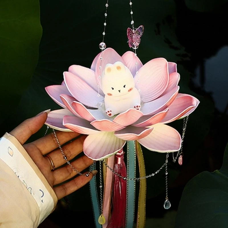 D8KF Herbstfest-Blumenlaternen mit Kaninchenmotiven, langlebige Kunststoffdekoration