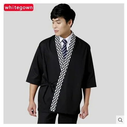 Jaqueta uniforme de chef de sushi japonês cozinha quimono masculino